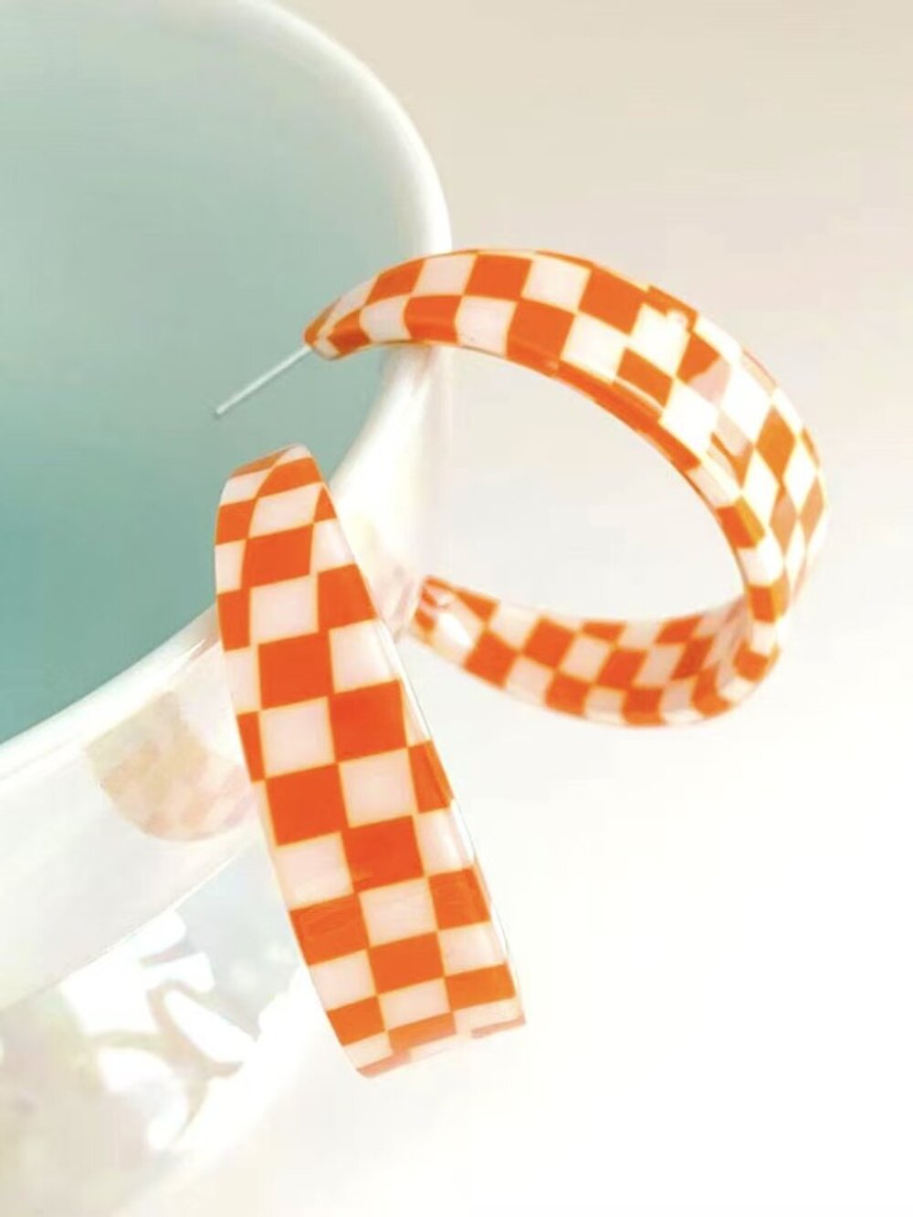 Casual Vintage Style Simple Style C Shape Lattice Arylic Ear Studs